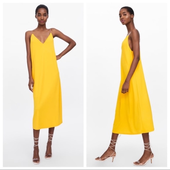 🌼 NWT Zara Colored Strap Yellow Dress 🌼 - Picture 8 of 11